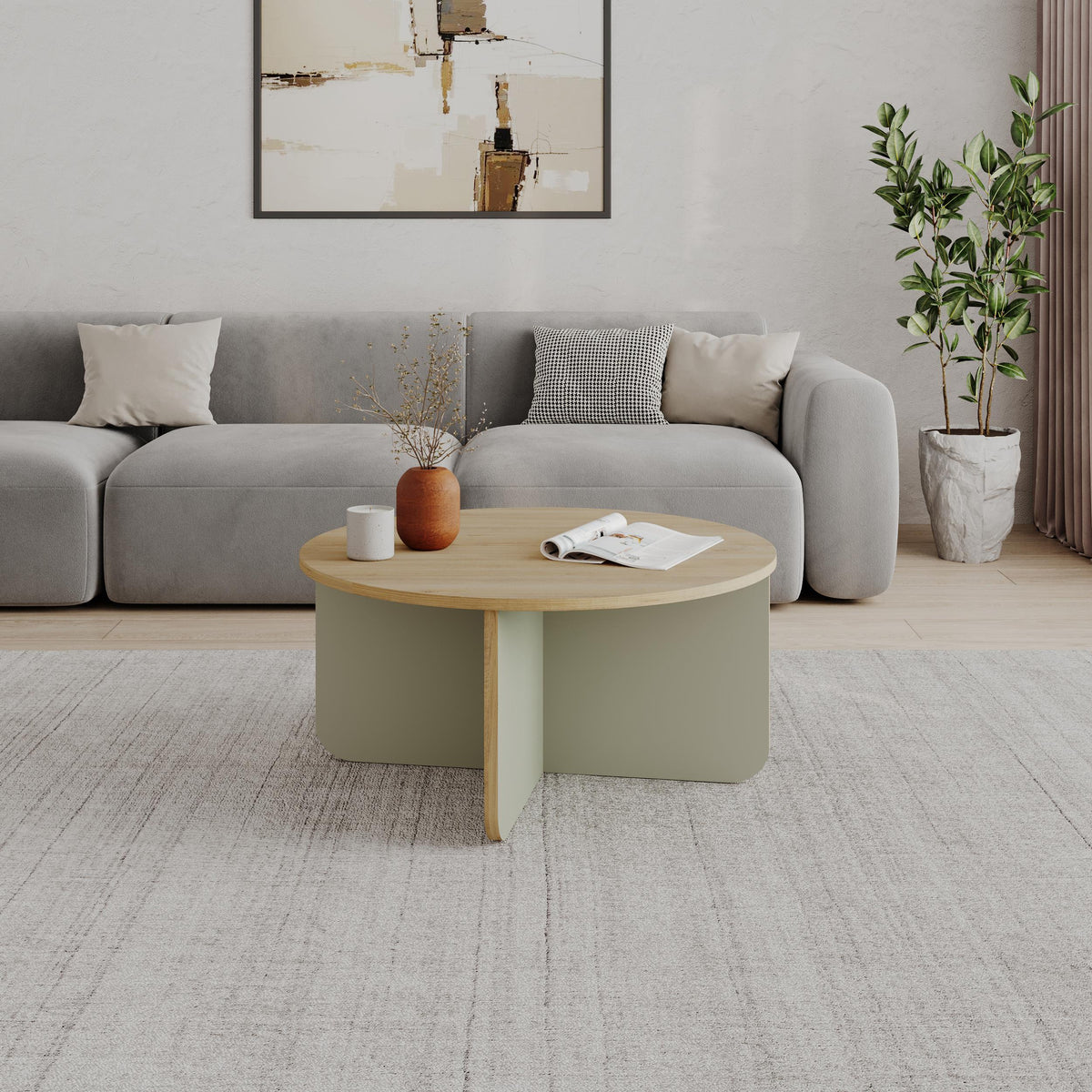 Decortieliving - Hillary Round Coffee Table – 80 cm Modern Living Room Table