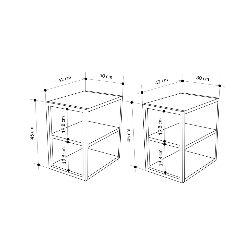 Decortieliving - Echo Side Table Double – Modern Sofa Side Table with Shelves