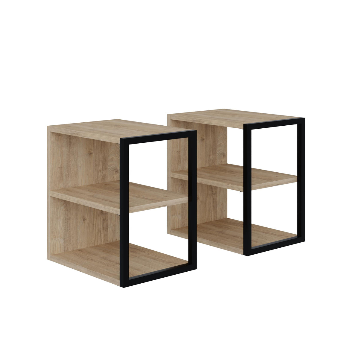 Decortieliving - Echo Side Table Double – Modern Sofa Side Table with Shelves