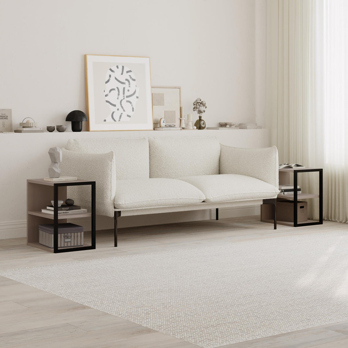 Decortieliving - Echo Side Table Double – Modern Sofa Side Table with Shelves