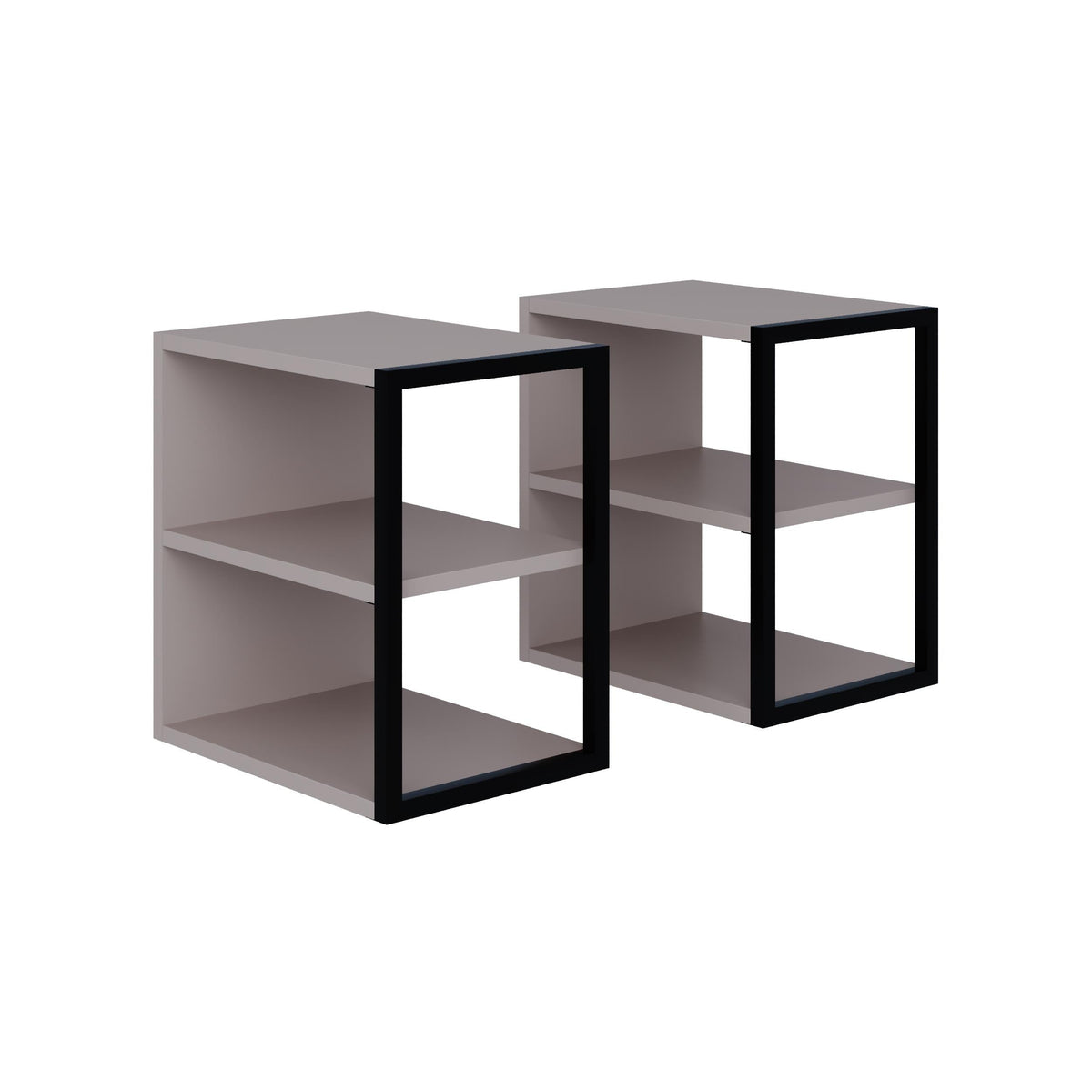 Decortieliving - Echo Side Table Double – Modern Sofa Side Table with Shelves