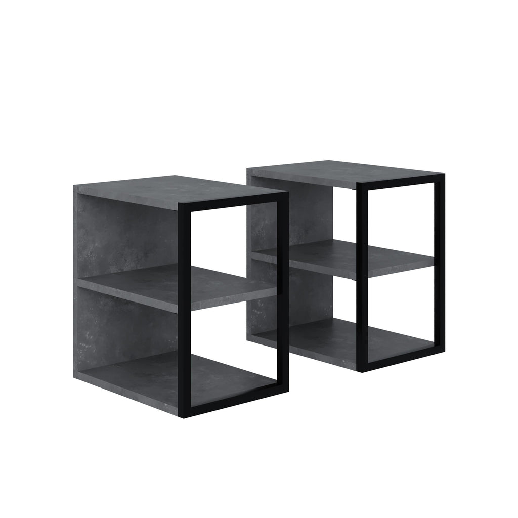 Decortieliving - Echo Side Table Double – Modern Sofa Side Table with Shelves