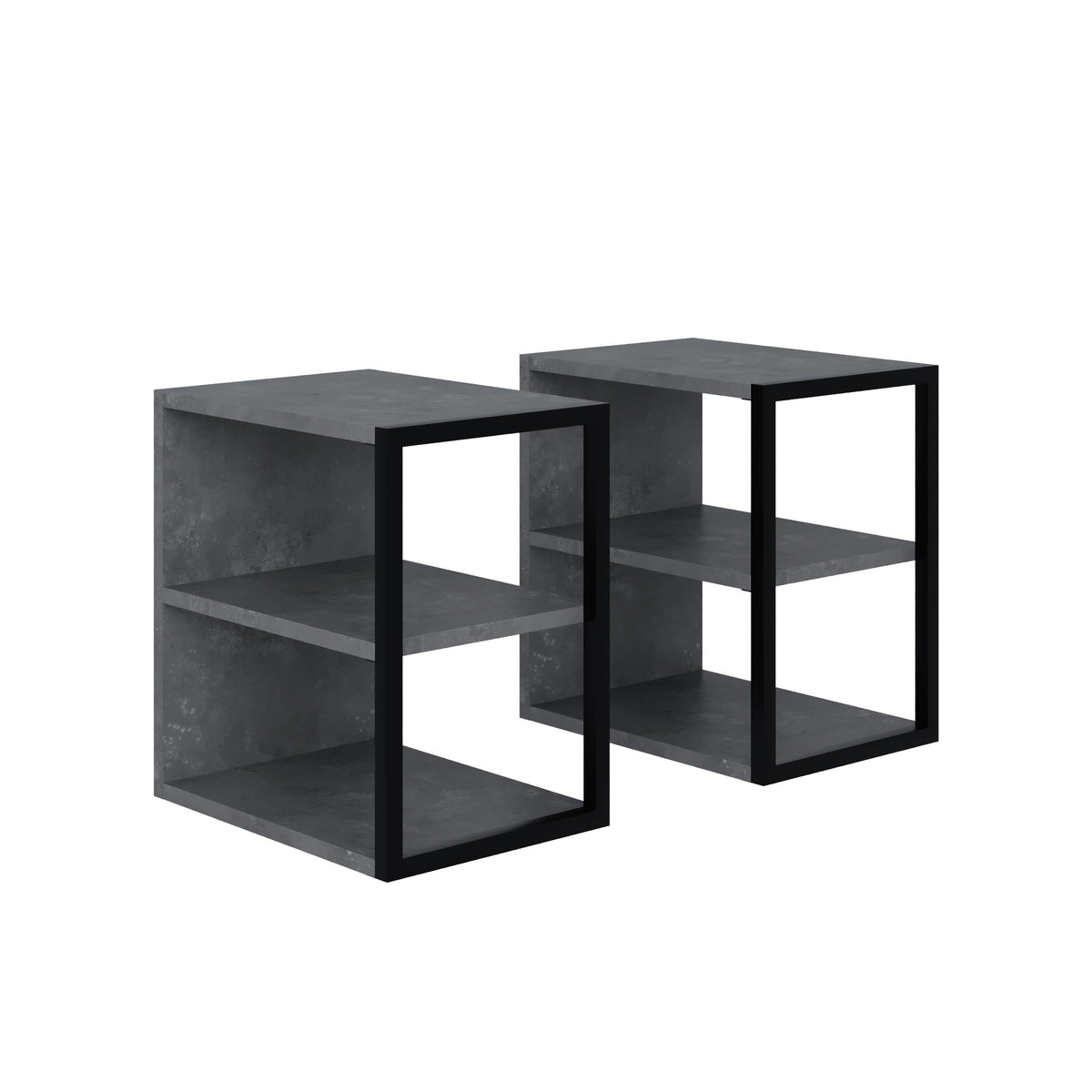 Decortieliving - Echo Side Table Double – Modern Sofa Side Table with Shelves