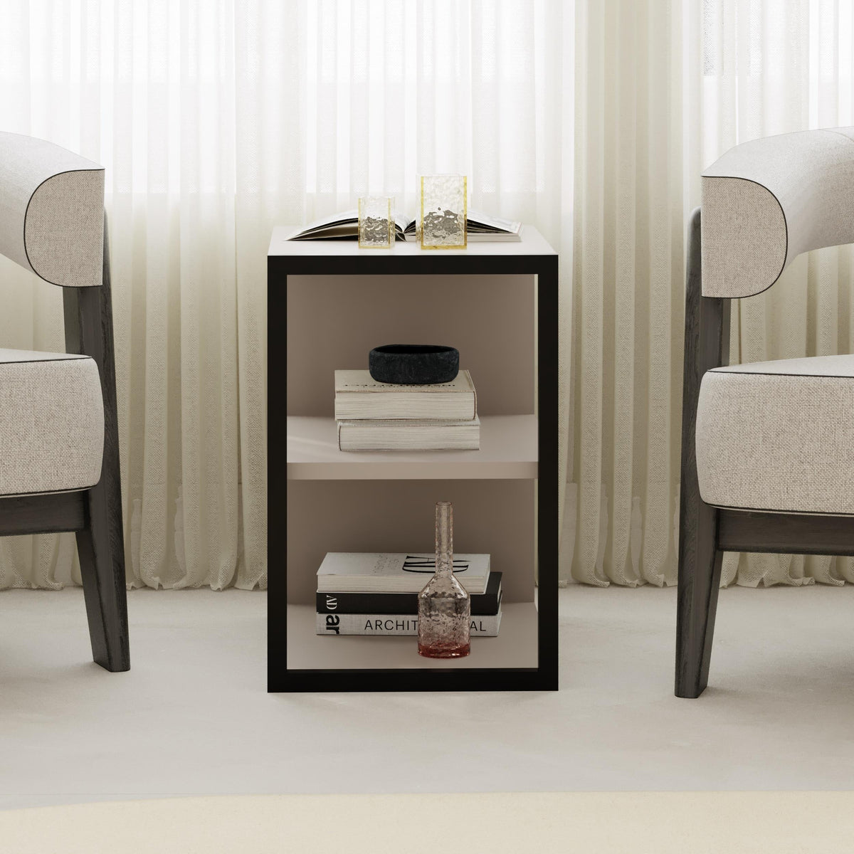Decortieliving - Echo Side Table Single – Modern Sofa Side Table with Shelves