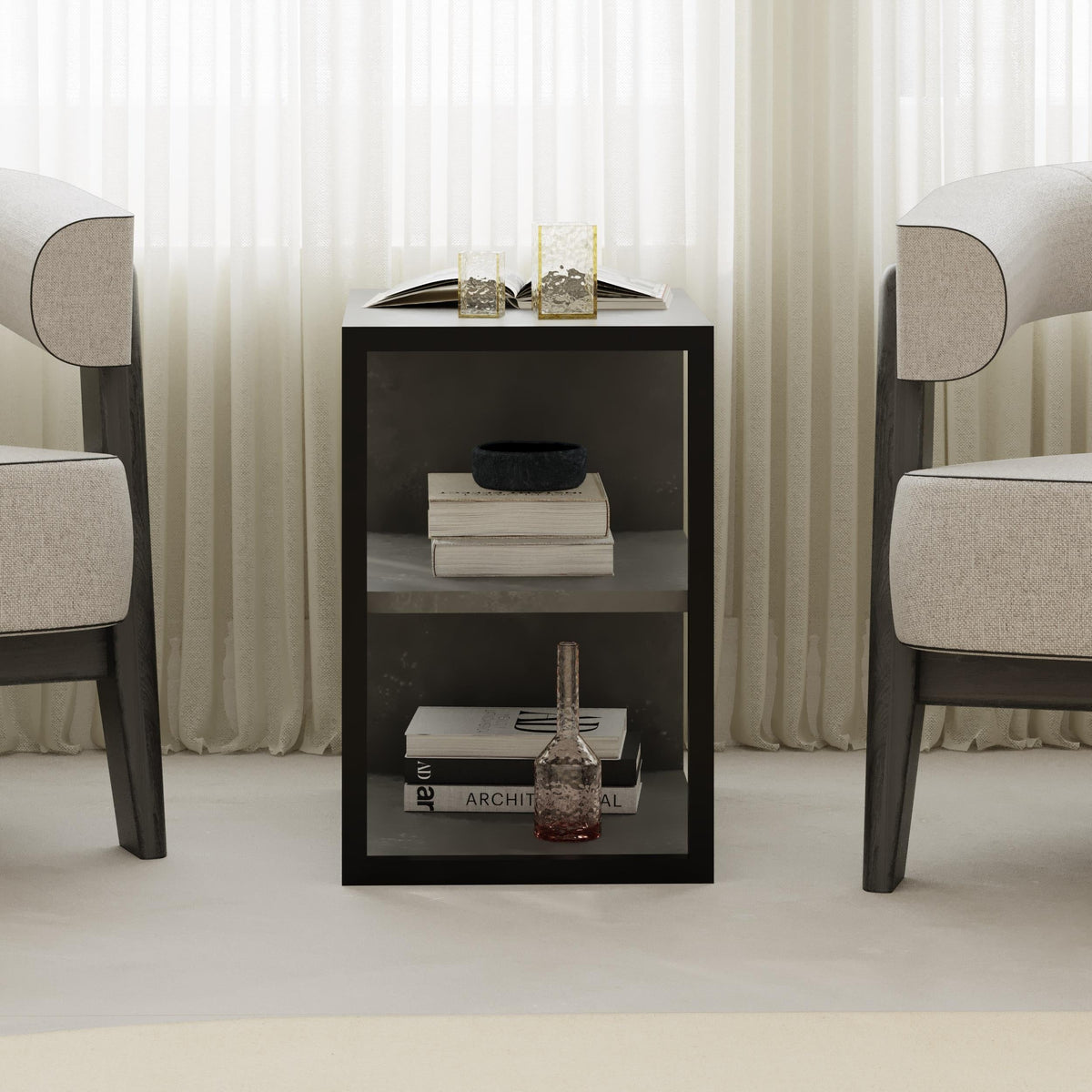 Decortieliving - Echo Side Table Single – Modern Sofa Side Table with Shelves