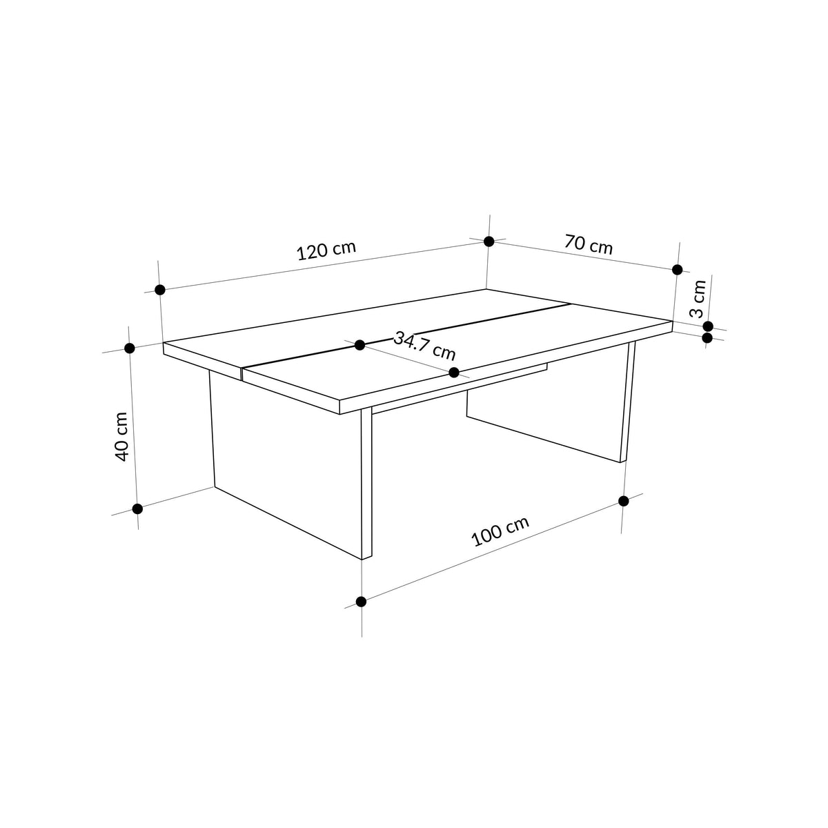 Decortieliving - Loana Coffee Table – Modern Living Room Table with Two-Piece Top Panel