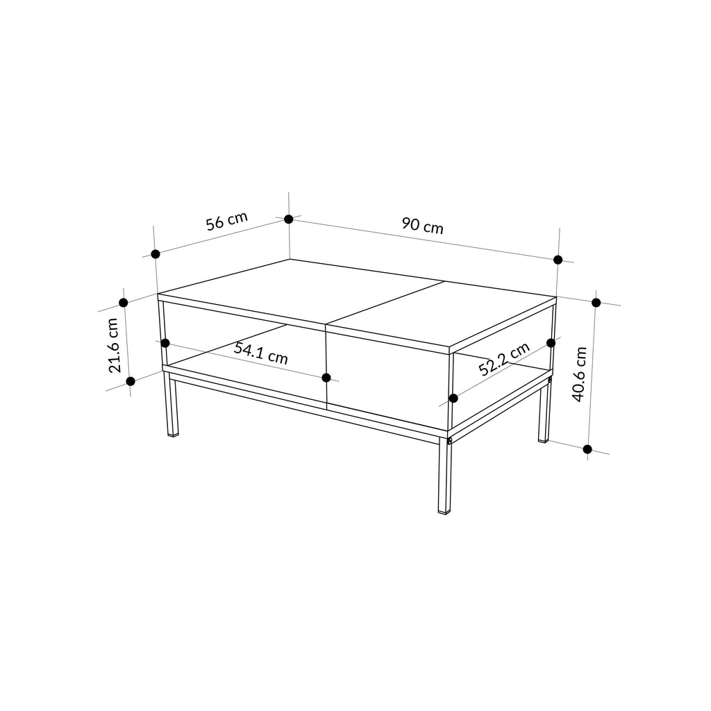 Decortieliving - Cailin Modern Coffee Table with Open Storage