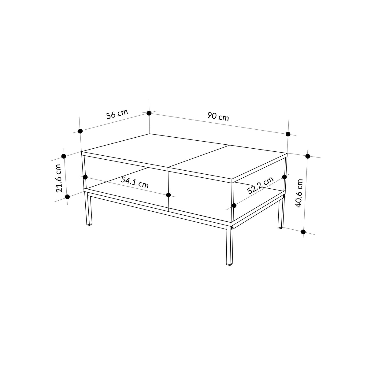 Decortieliving - Cailin Modern Coffee Table with Open Storage