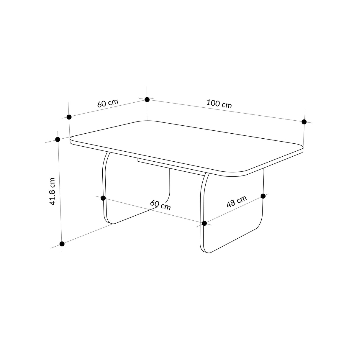 Decortieliving - Pietra Modern Radius Coffee Table - 60x100 cm