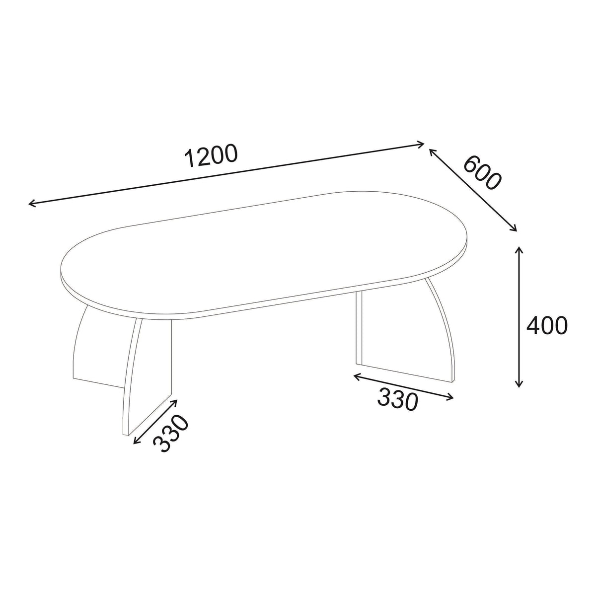 Decortieliving - Melina Oval Coffee Table 120 cm