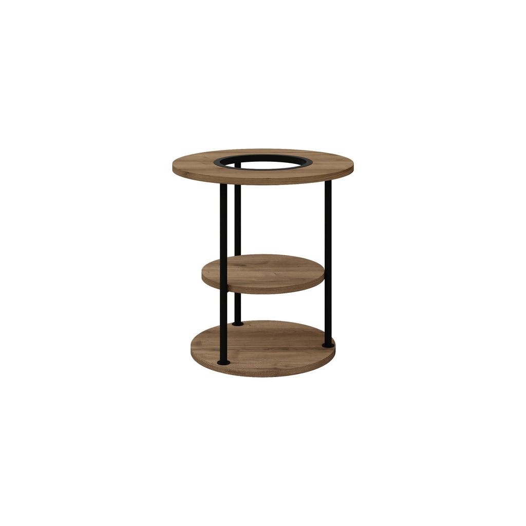 Decortieliving - Grova Round Side Table with Shelf