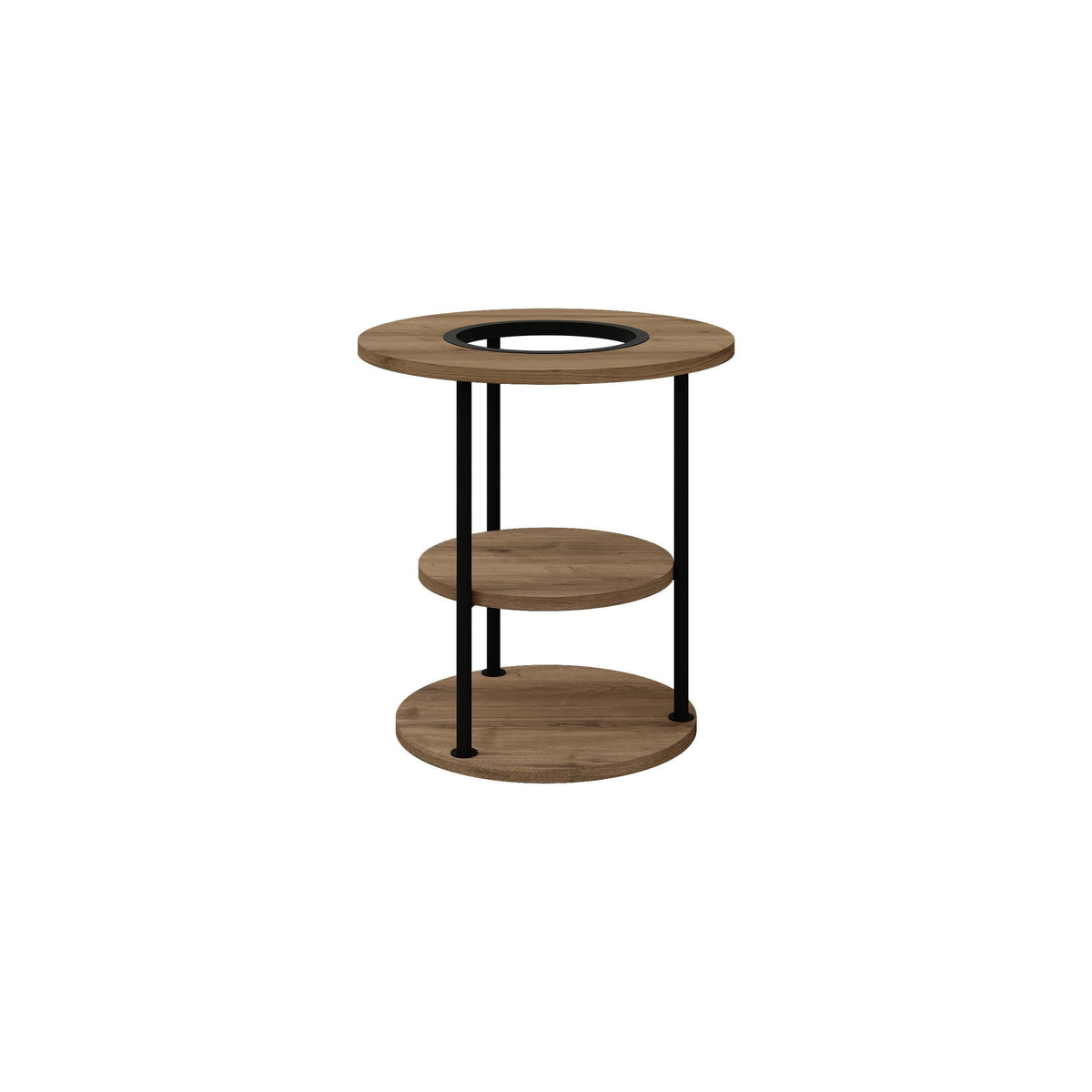 Decortieliving - Grova Round Side Table with Shelf