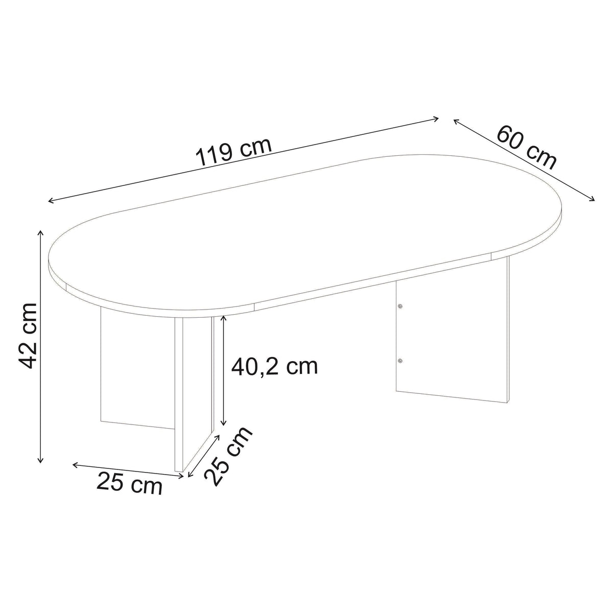 Decortieliving - Sable Oval Coffee Table 119 x 60 cm