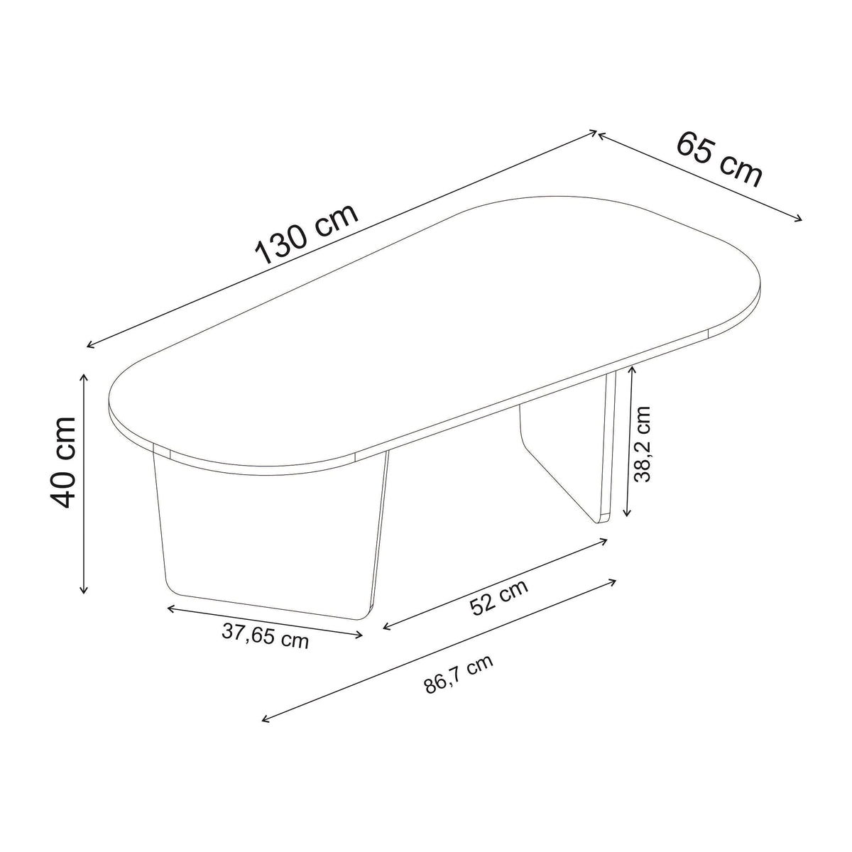 Decortieliving - Ovalis Modern Oval Design Coffee Table