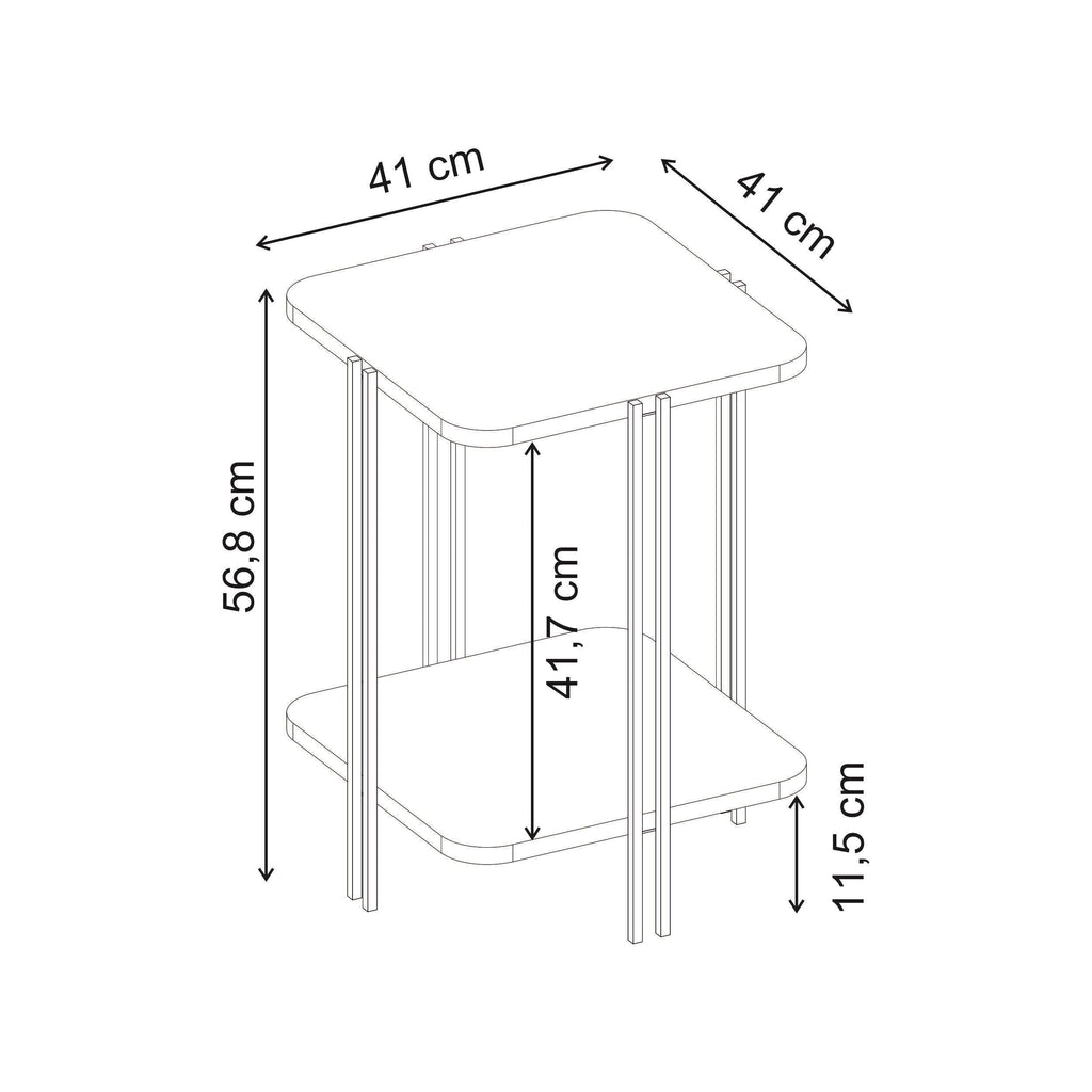 Decortieliving - Notus 2-Tier Side Table with Shelf