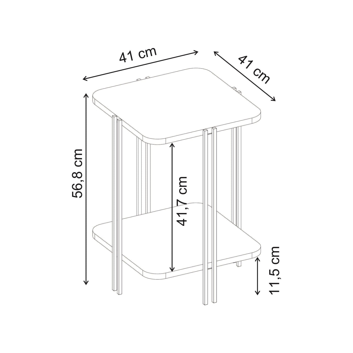 Decortieliving - Notus 2-Tier Side Table with Shelf