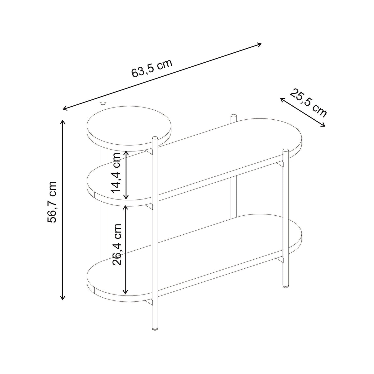 Decortieliving - Somo 3-Tier Display Side Table