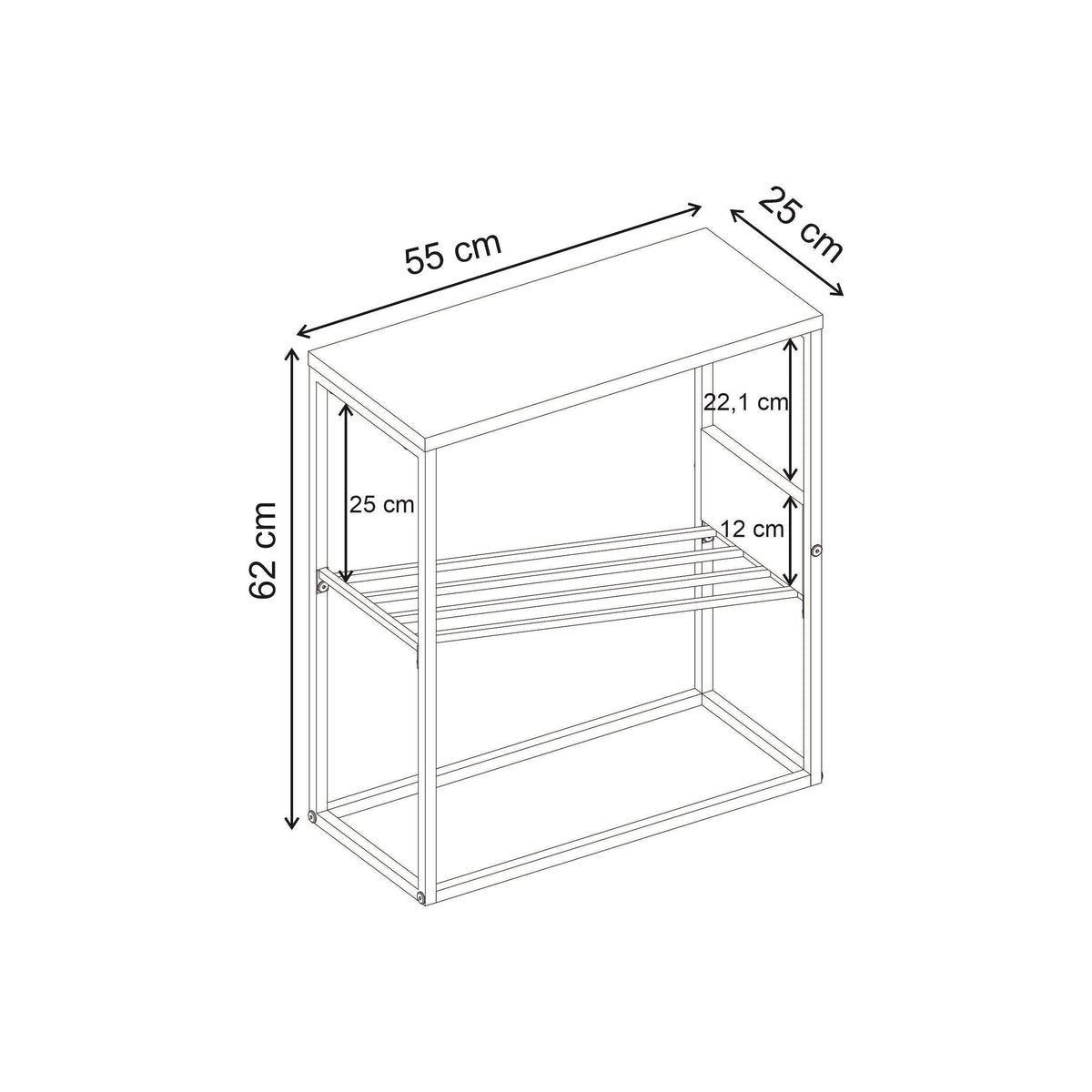 Decortieliving - Tenol Modern Side Table with Metal Angled Shelf