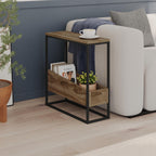 Decortieliving - Lido Slim Side Table – Oak & Black