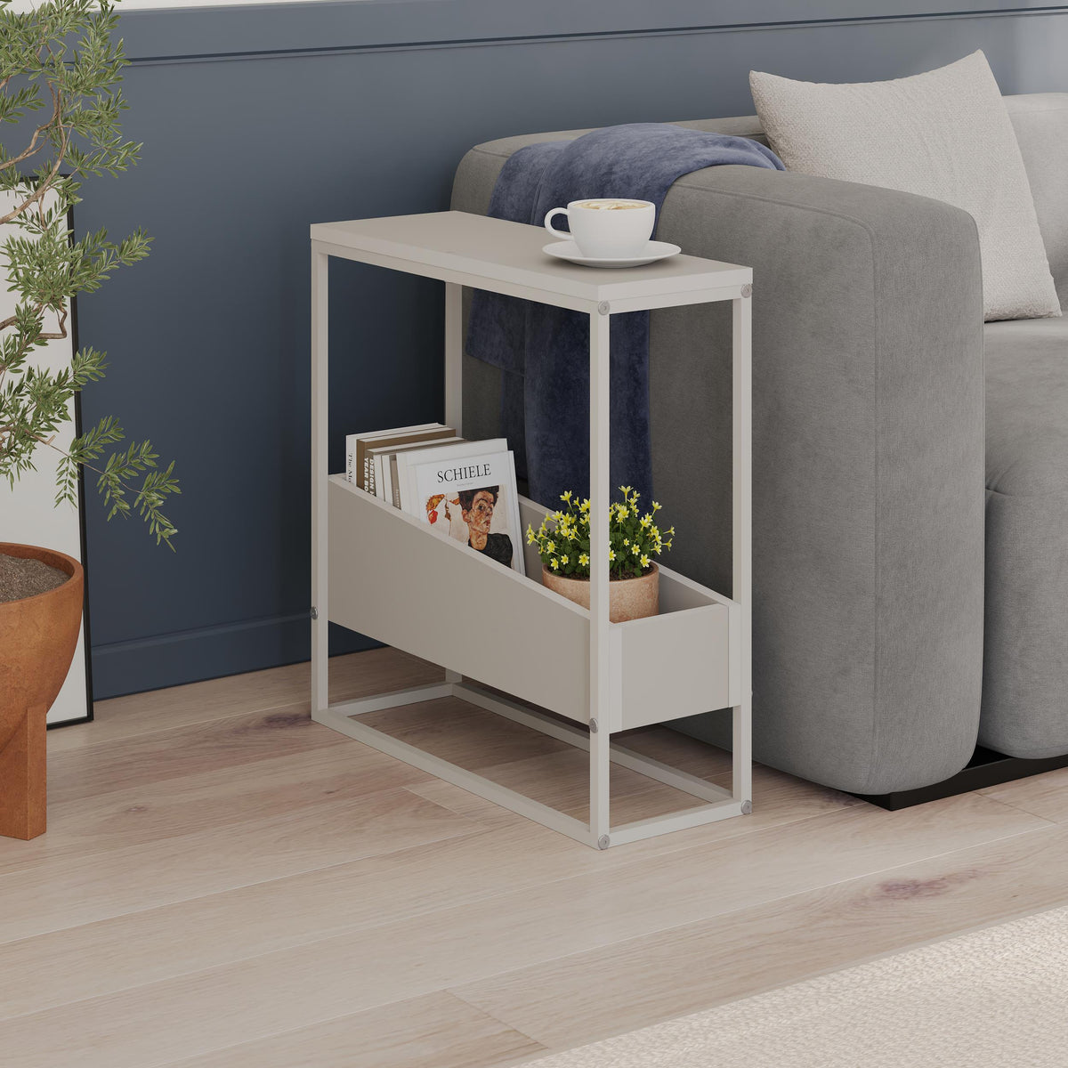 Decortieliving - Lido Slim Side Table – Oak & Black