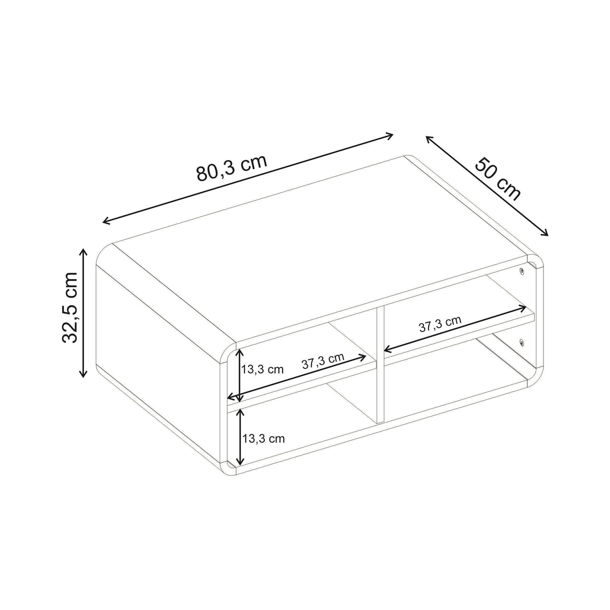 Decortieliving - Rovel Coffee Table Natural Oak with Shelves
