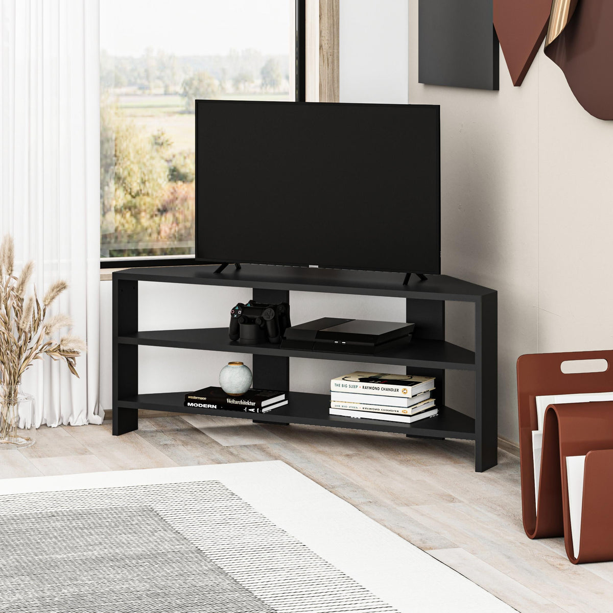 Decortieliving - Thales Corner Modern TV Stand Multimedia Centre Corner 110cm