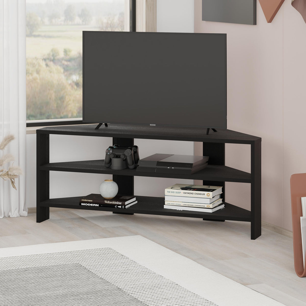 Decortieliving - Thales Corner Modern TV Stand Multimedia Centre Corner 110cm