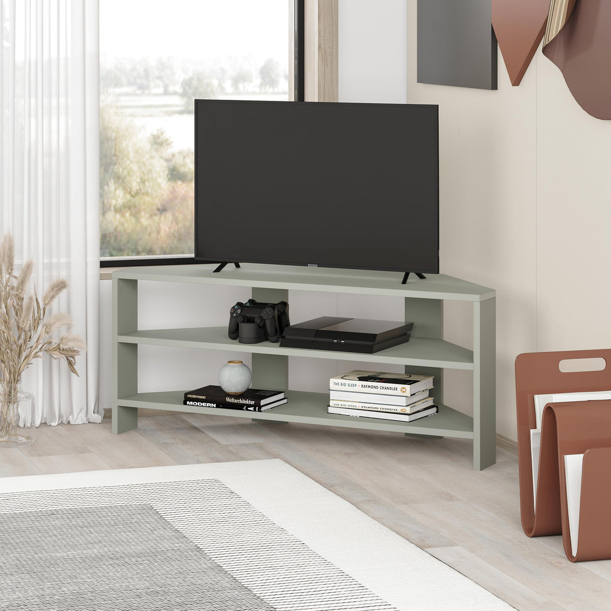 Decortieliving - Thales Corner Modern TV Stand Multimedia Centre Corner 110cm
