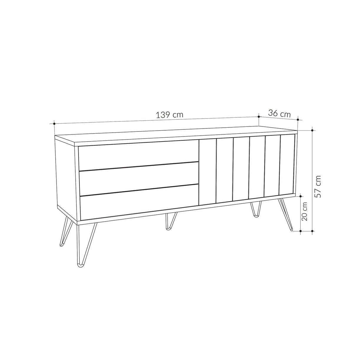 Decortieliving - Picadilly Modern TV Stand Multimedia Centre With Storage Cabinet 139cm