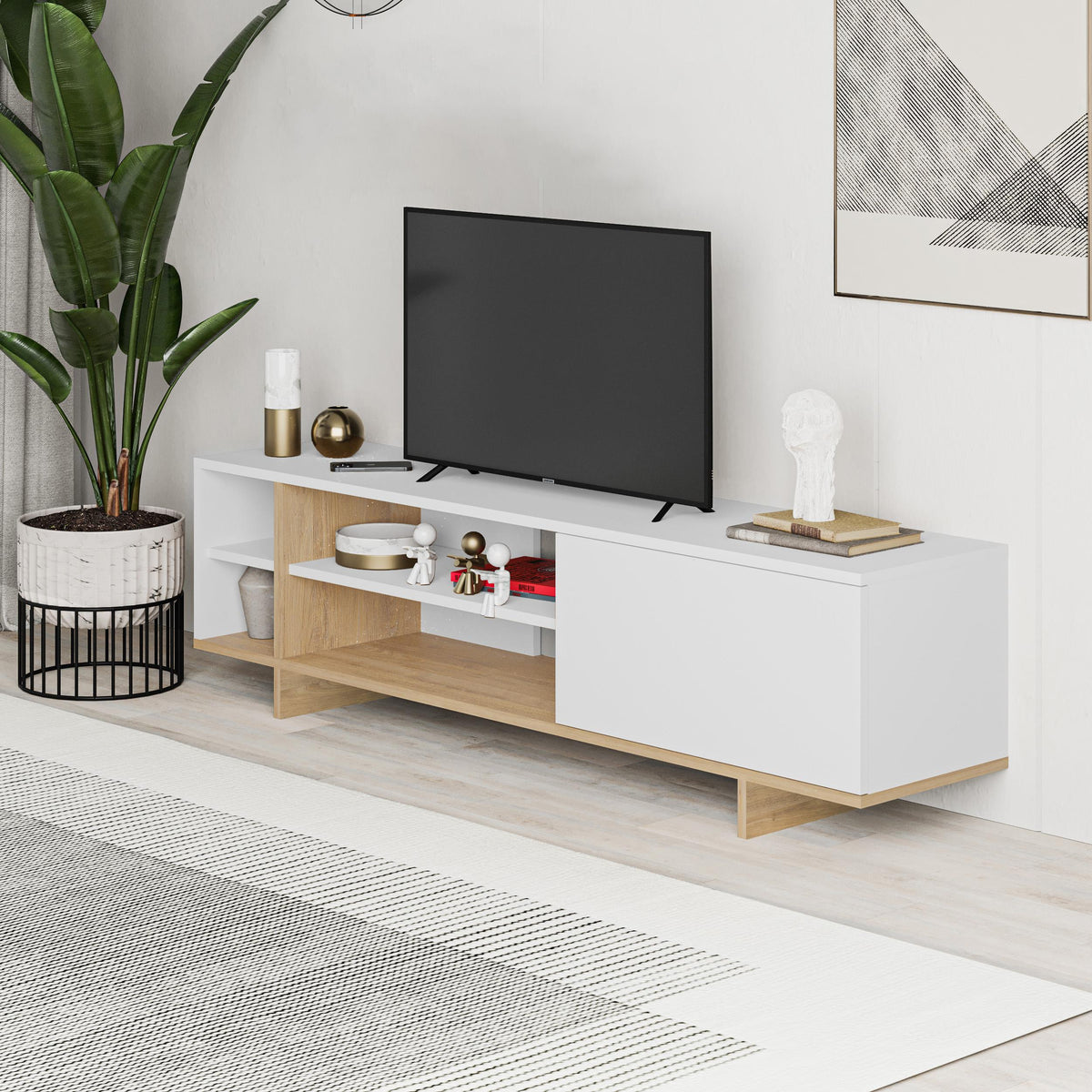 Decortieliving - Stockton TV Stand with Storage and Shelves
