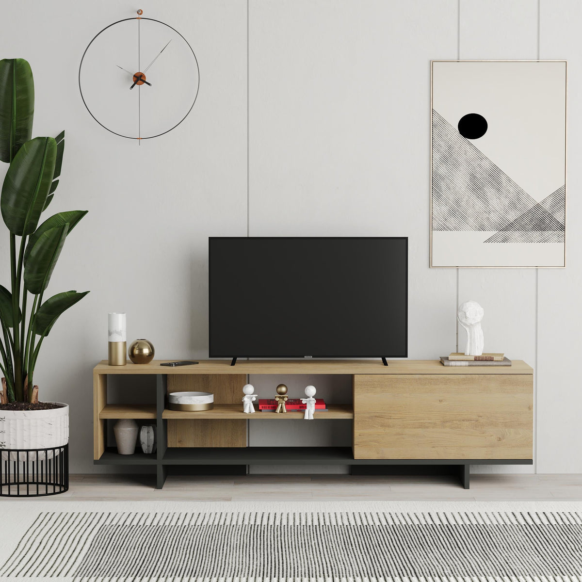 Decortieliving - Stockton TV Stand with Storage and Shelves