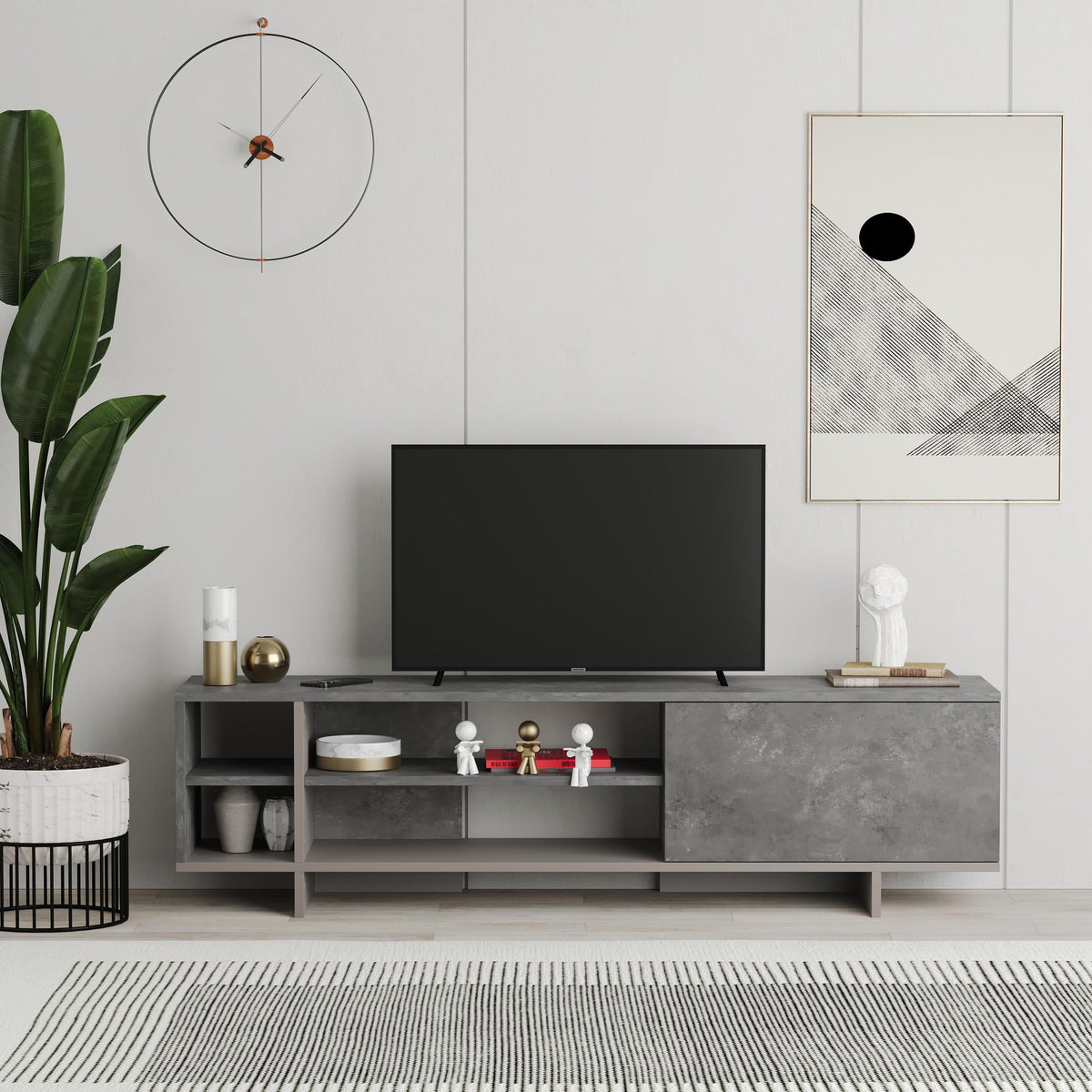 Decortieliving - Stockton TV Stand with Storage and Shelves