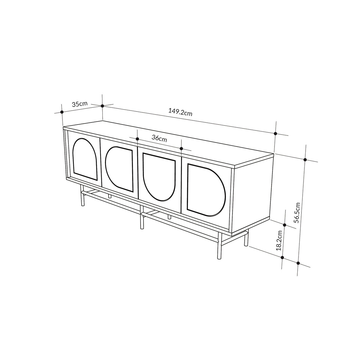 Decortieliving - Joji TV Stand Oak & Moss Effect 149 cm