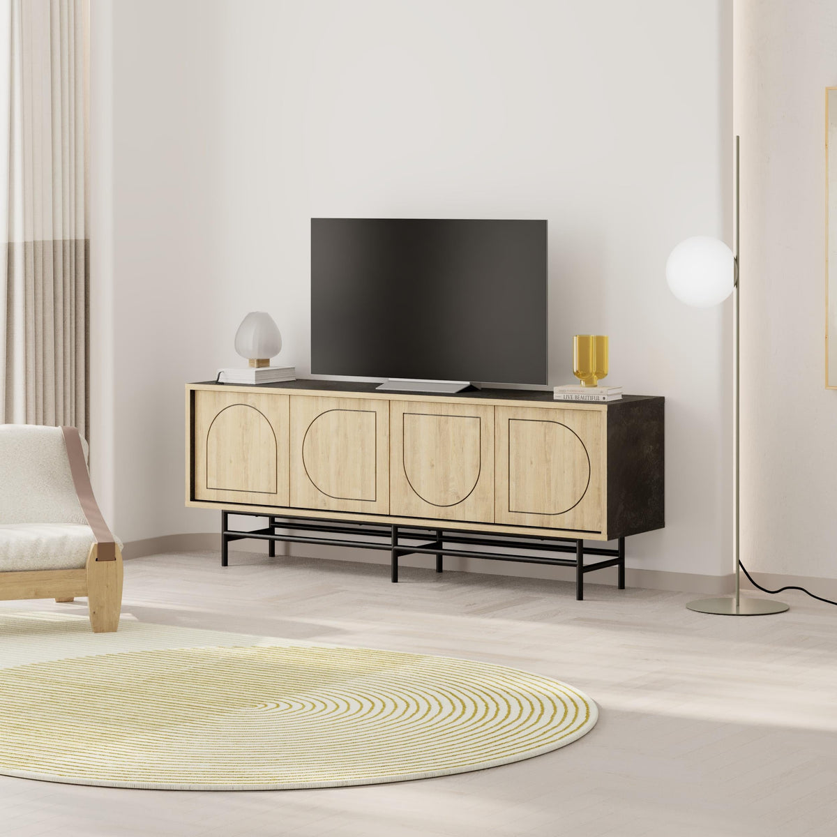Decortieliving - Joji TV Stand Oak & Moss Effect 149 cm
