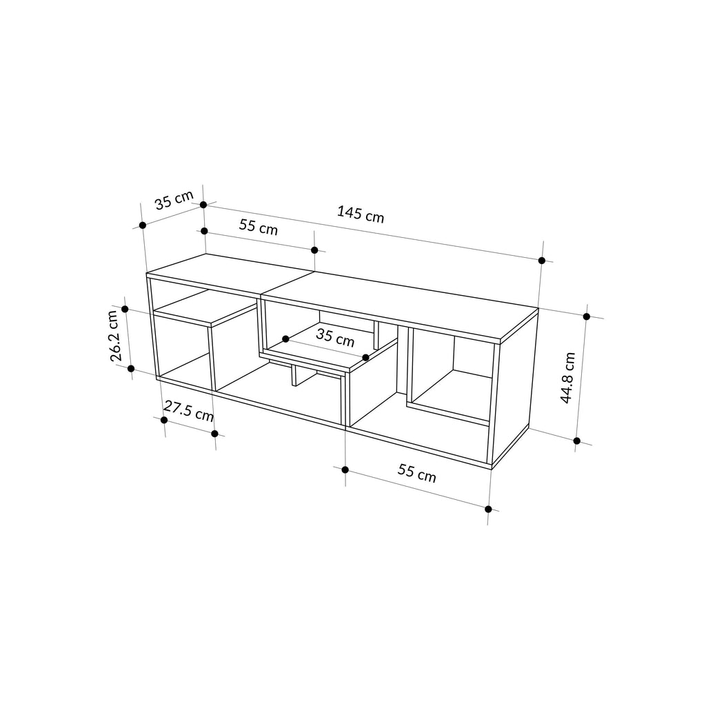 Decortieliving - Glis Corner TV Unit – Modern TV Stand with Adjustable Shelves