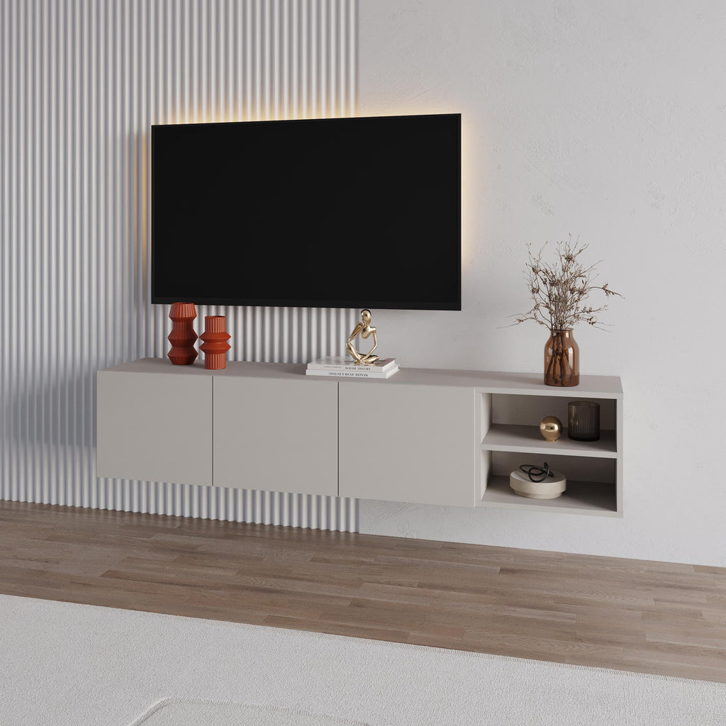 Decortieliving - Conrad TV Unit – 180 cm – 3 Soft Close Doors Wall Mounted Entertainment Centre
