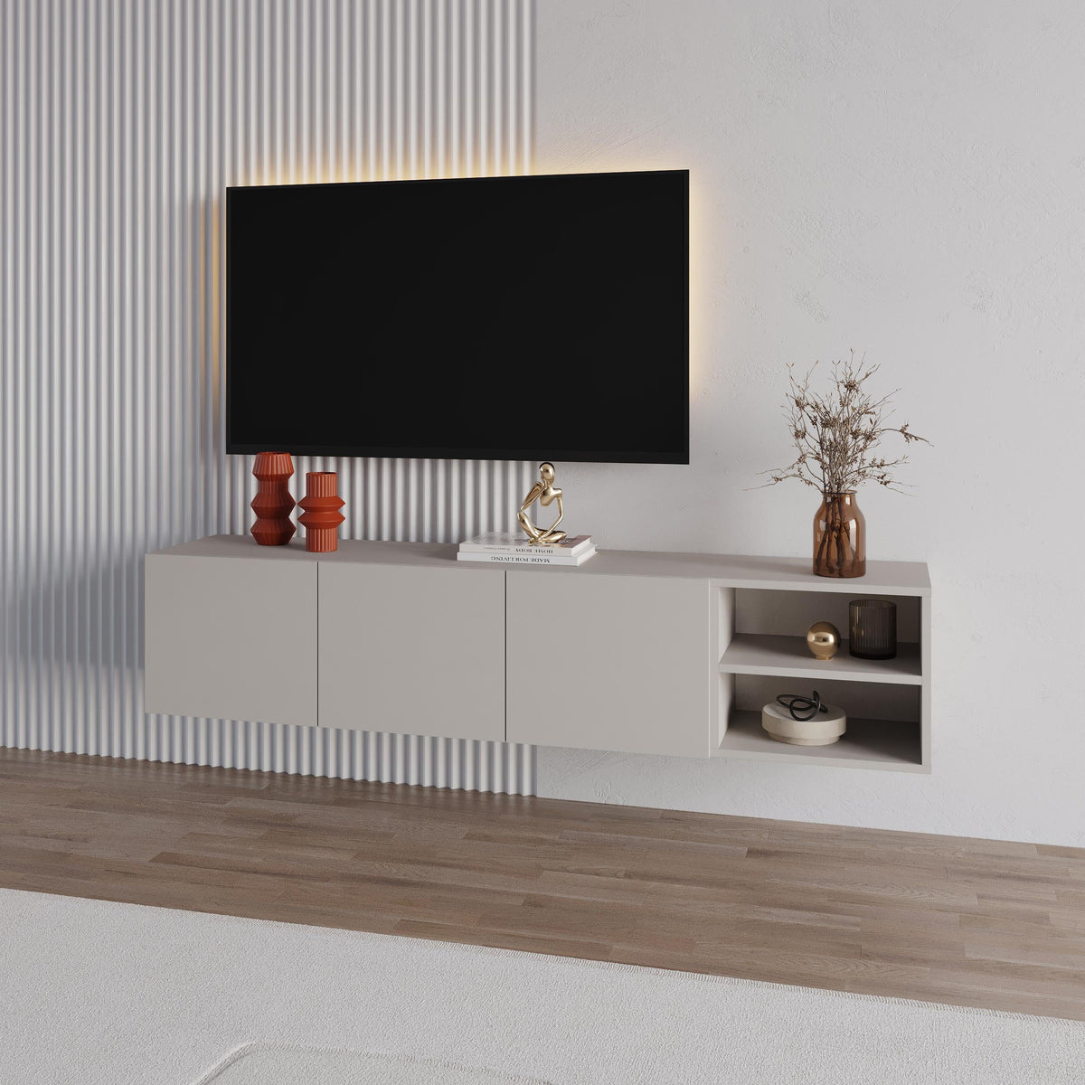 Decortieliving - Conrad TV Unit – 180 cm – 3 Soft Close Doors Wall Mounted Entertainment Centre