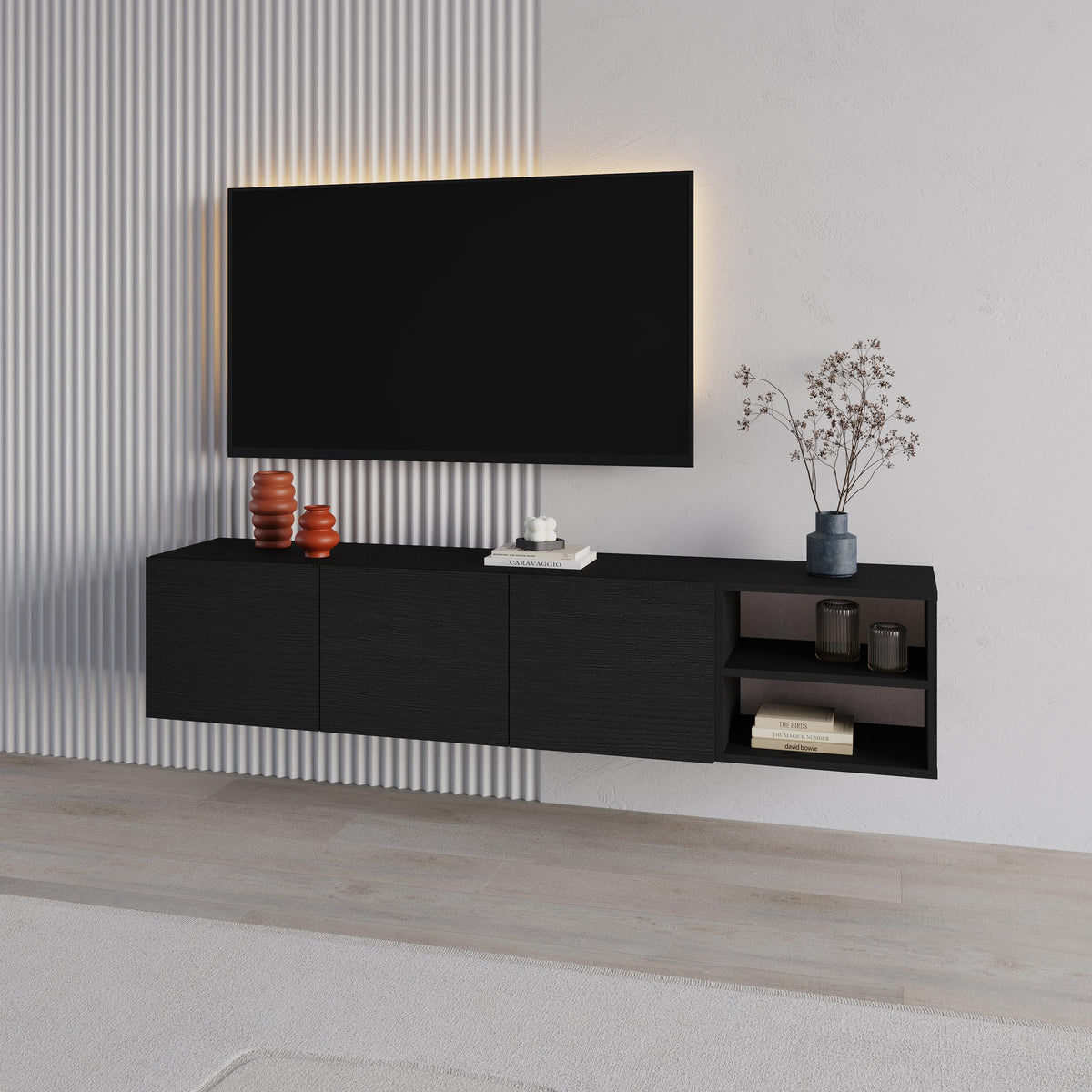 Decortieliving - Conrad TV Unit – 180 cm – 3 Soft Close Doors Wall Mounted Entertainment Centre