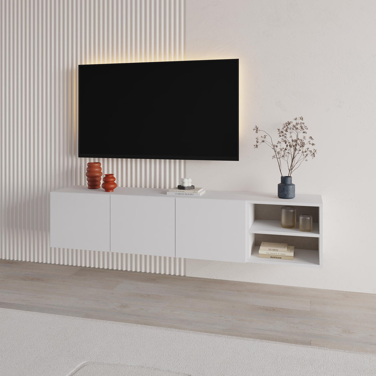Decortieliving - Conrad TV Unit – 180 cm – 3 Soft Close Doors Wall Mounted Entertainment Centre