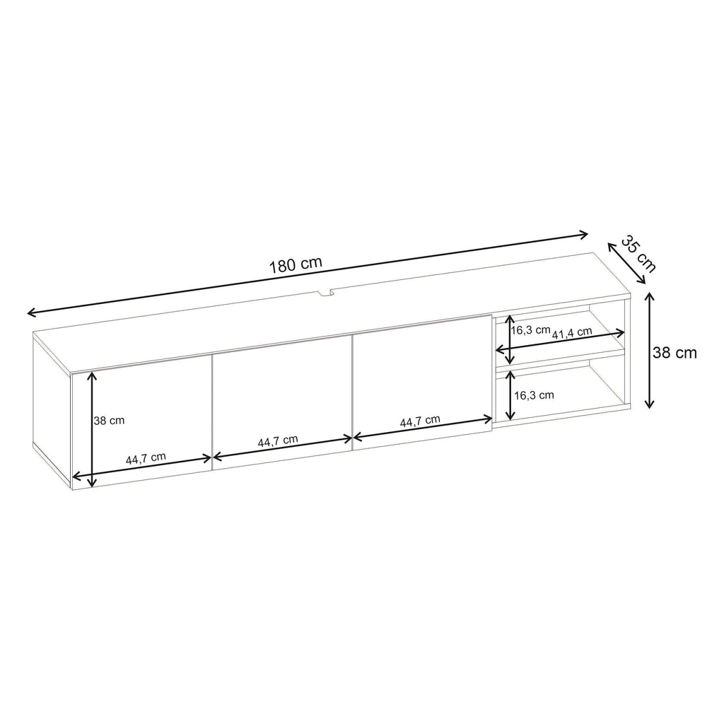 Decortieliving - Conrad TV Unit – 180 cm – 3 Soft Close Doors Wall Mounted Entertainment Centre
