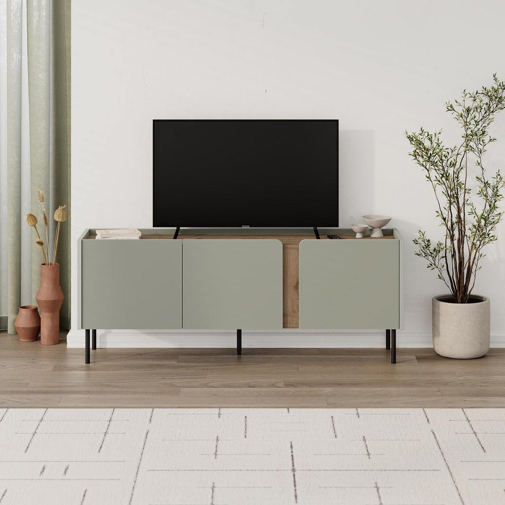 Decortieliving - Norm TV Unit 3 Doors Natural Oak-Sandstone 140 cm