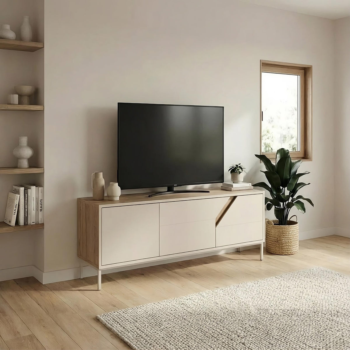 Decortieliving - Vesco Modern TV Stand with 3 Door Storage 150cm