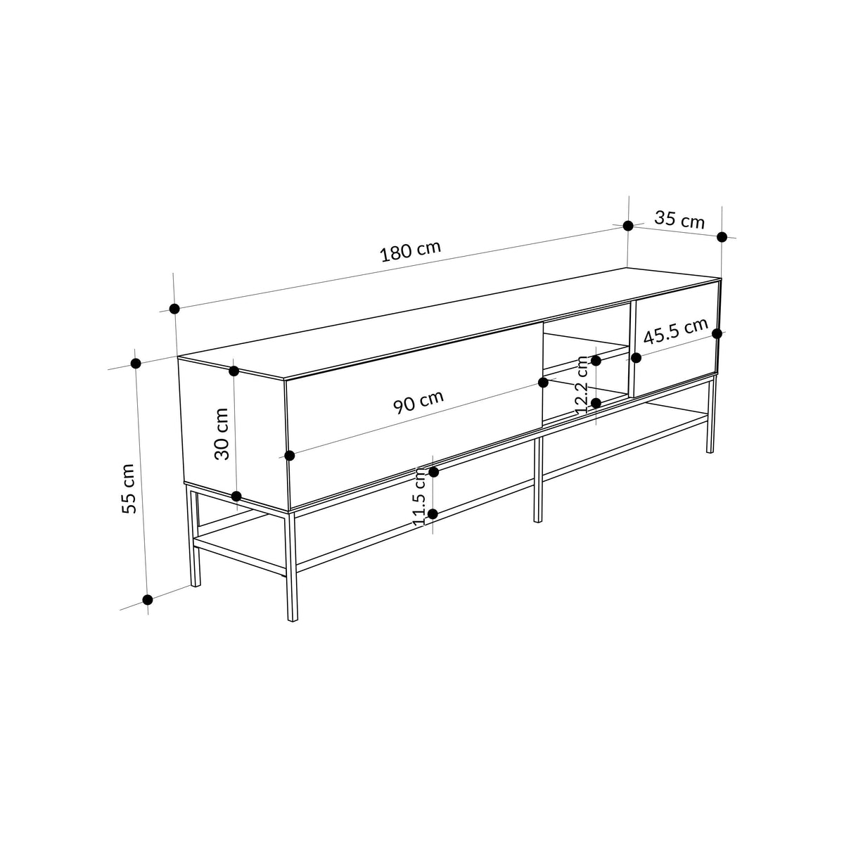 Decortieliving - Amira TV Unit – Modern TV Stand with Storage – Multiple Colours