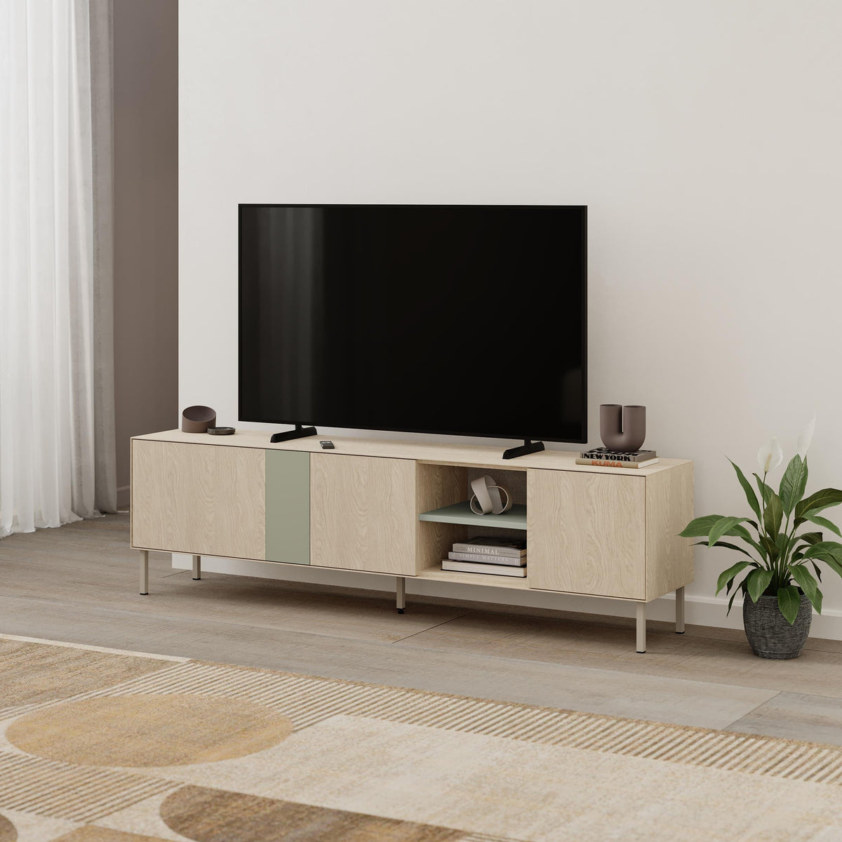 Decortieliving - Vena Tv Unit 3 Doors-Open Shelves 180 cm