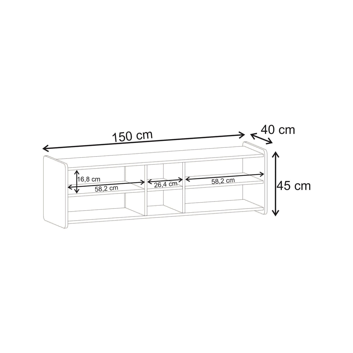 Decortieliving - Bige Modern TV Unit with Open Shelves 150cm