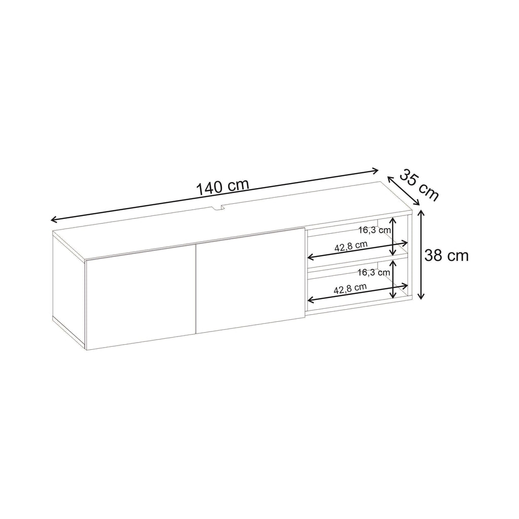 Decortieliving - Conrad TV Unit – Up to 50 Inch TVs – Wall Mounted Entertainment Centre