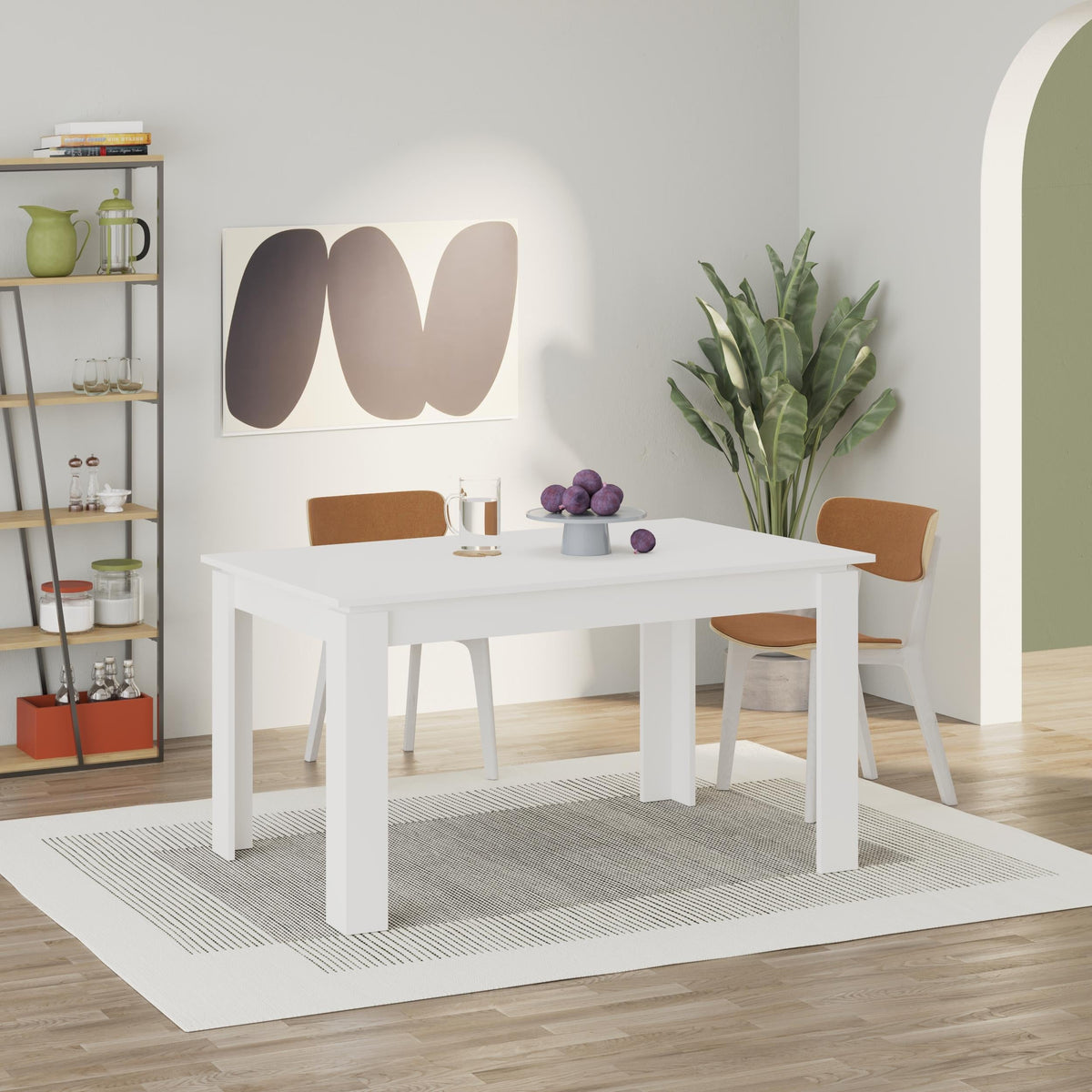 Decortieliving - Tolmen Extendable Modern Dining Table – White - 140/190 cm