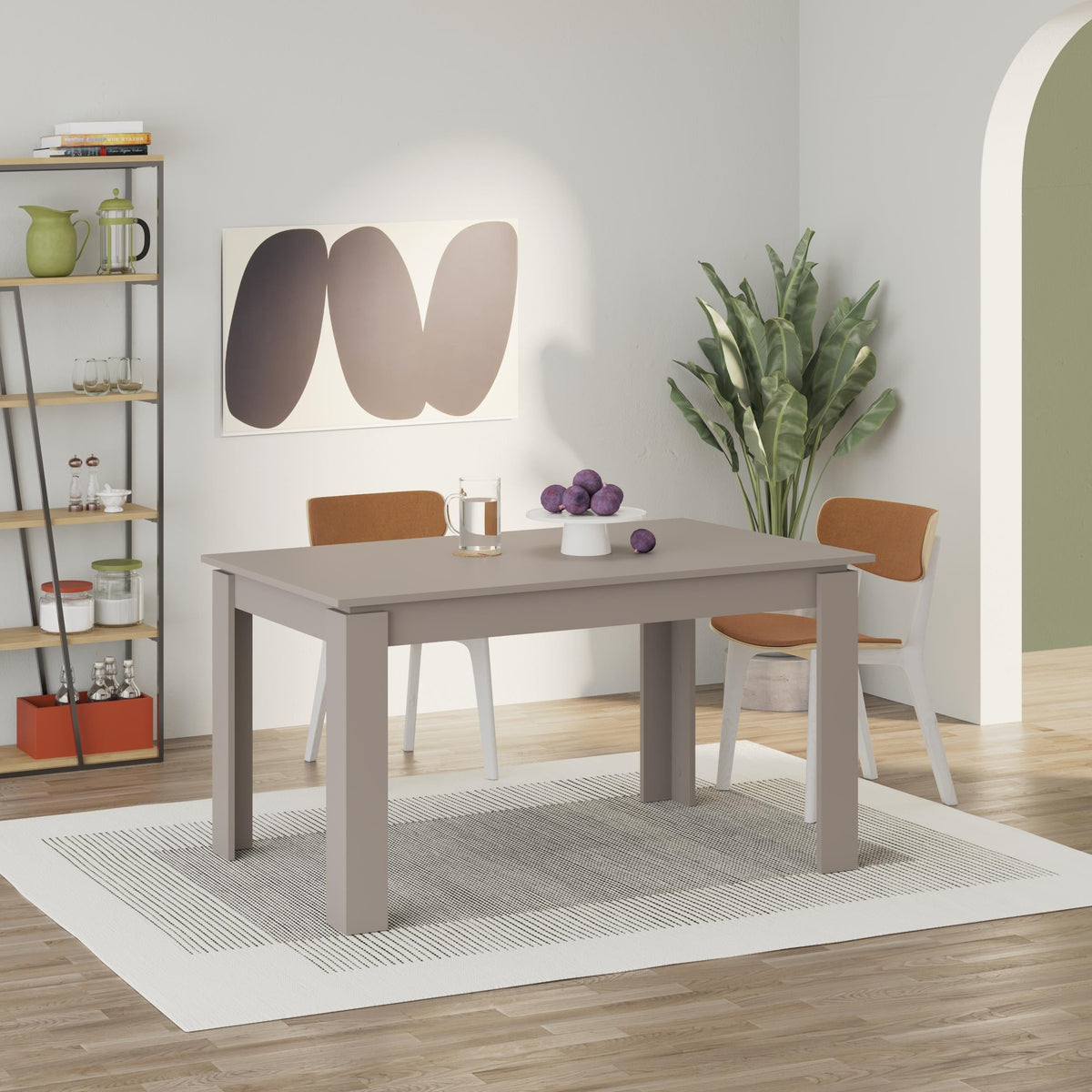 Decortieliving - Tolmen Extendable Modern Dining Table – Light Mocha - 140/190 cm
