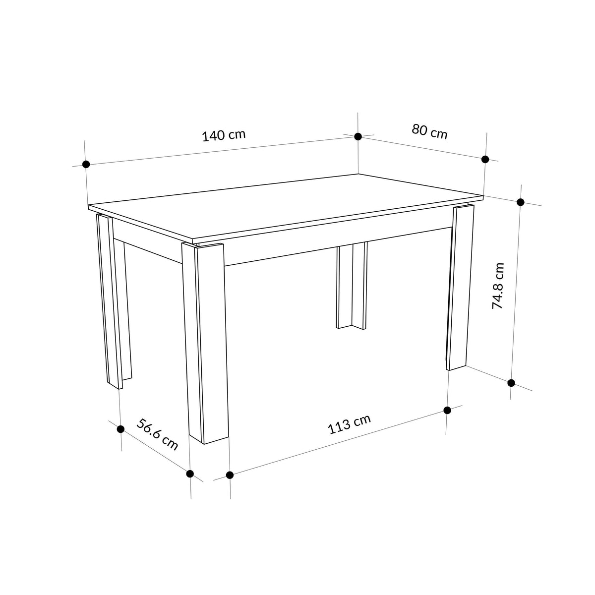 Decortieliving - Tolmen Extendable Modern Dining Table – Sapphire Oak - 140/190 cm
