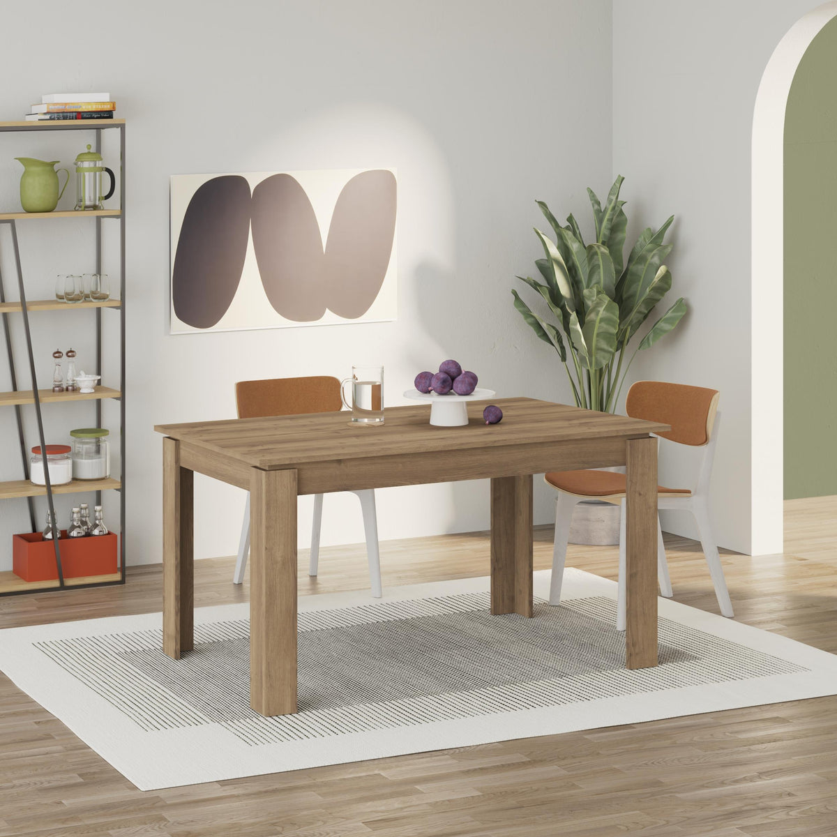Decortieliving - Tolmen Extendable Modern Dining Table – Dark Oak (Hitit) - 140/190 cm